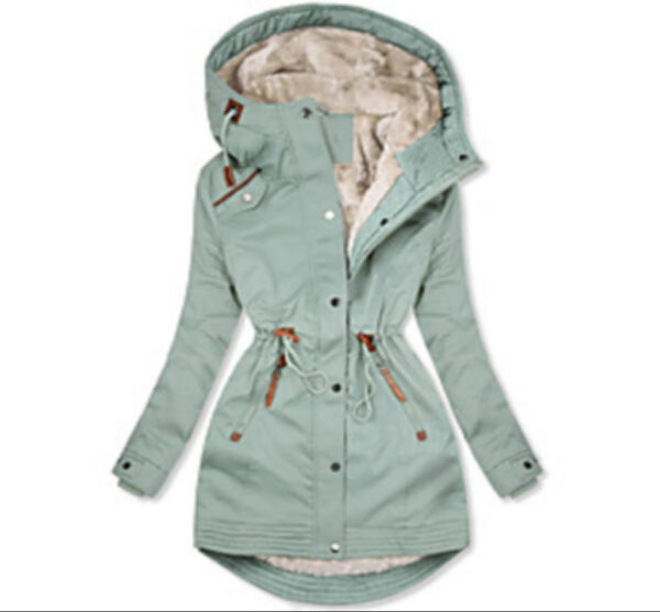 Women's Warm Fur Collar Long-sleeve Zipper Slim Jacket - Image 7