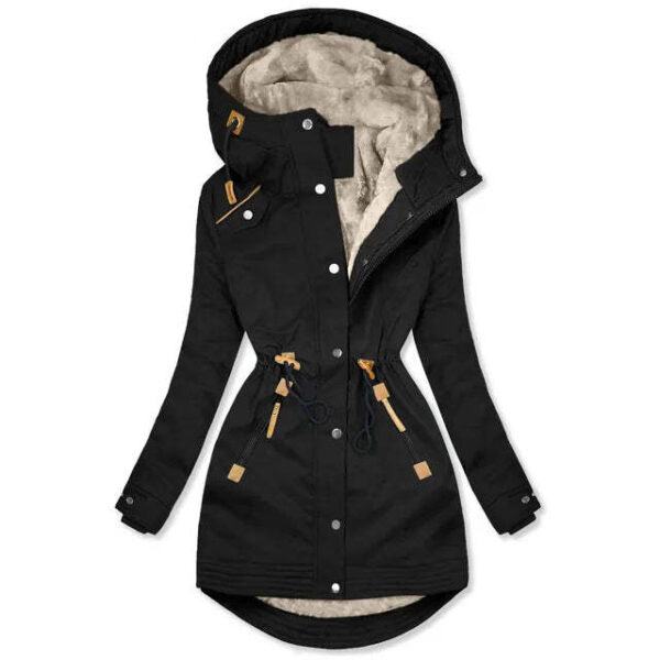 Women's Warm Fur Collar Long-sleeve Zipper Slim Jacket - Image 3