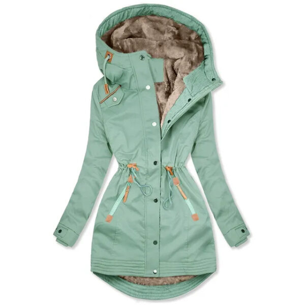 Women's Warm Fur Collar Long-sleeve Zipper Slim Jacket - Image 4