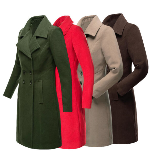 Long Woolen Women's Coat Indoor And Outdoor Casual Jacket Double Breasted - Image 2