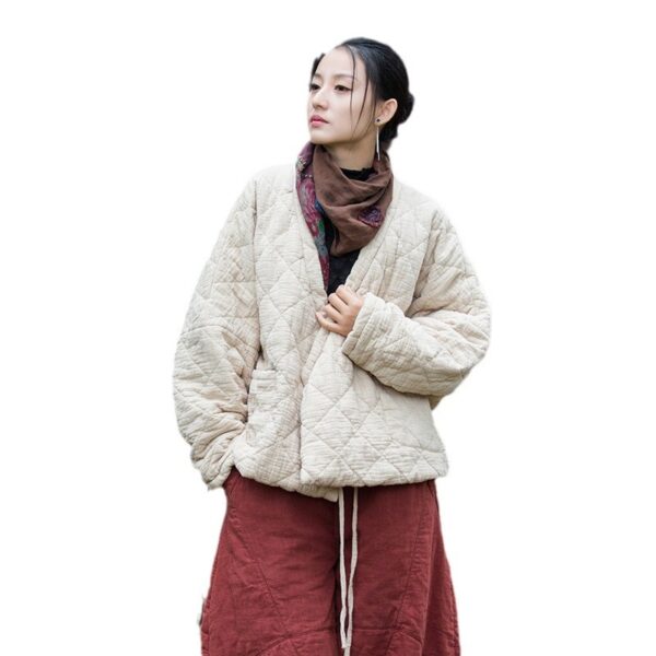 Rhombus Women's Short Cotton-padded Coat - Image 4