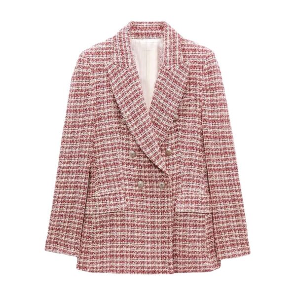 Textured Double-breasted Casual Ladies Blazer - Image 10