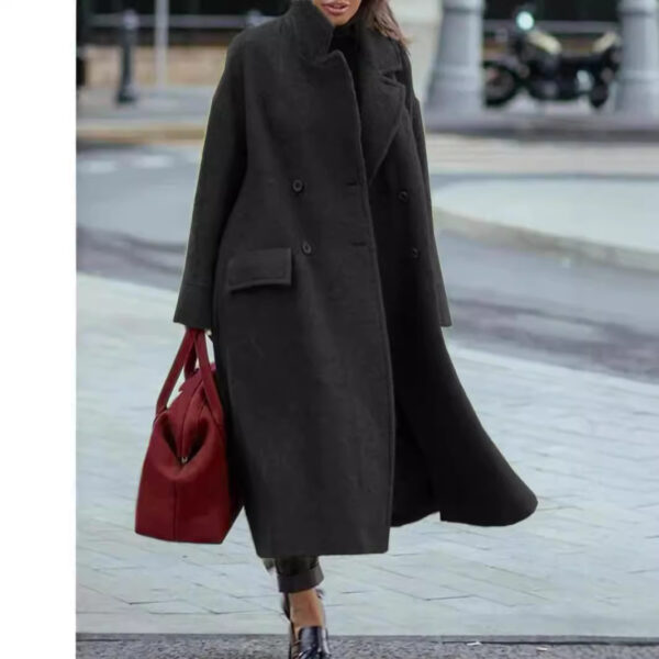 Pure Color Warm Keeping Woolen Coat - Image 4