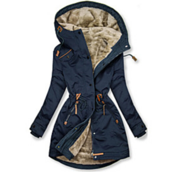 Women's Warm Fur Collar Long-sleeve Zipper Slim Jacket - Image 2